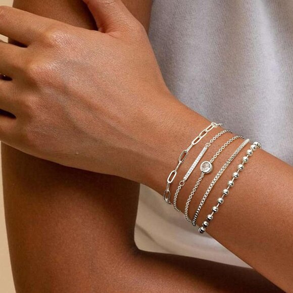 Gold Plated Stackable Dainty Bracelets for Women Jewelry Gift Set - Picture 3 of 6